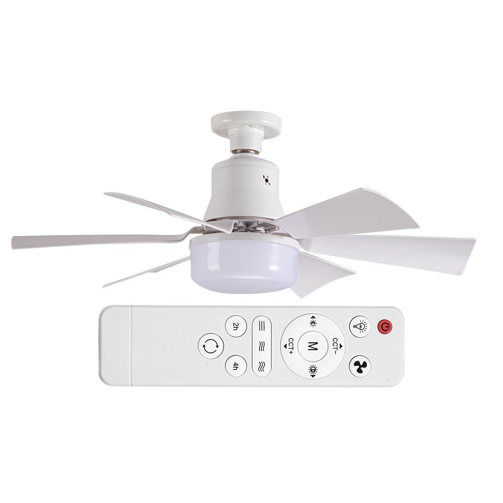 Ceiling Fan Light with Remote Socket Ceiling Fan Timing Light Bulb Fan 3 Gear Wind Speed 6 Blades for Living Room Bedroom