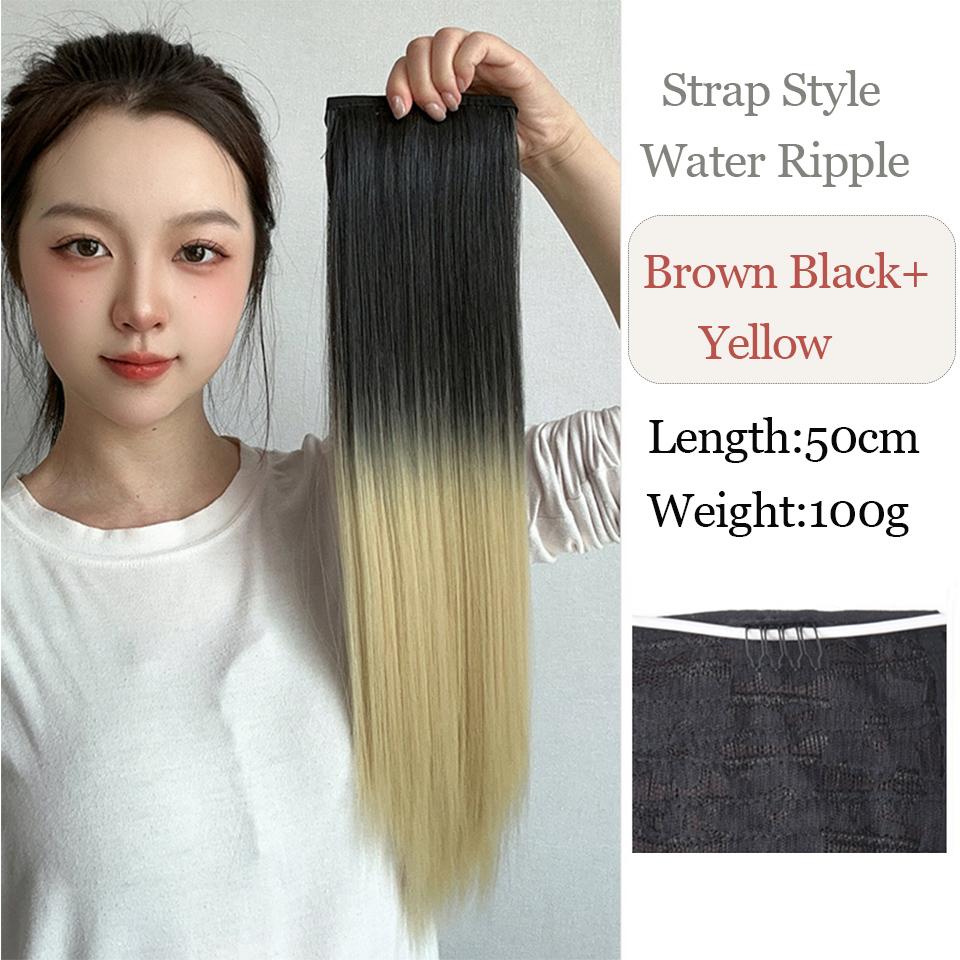 Синтетический конский хвост, длинный, с водной рябью, конский хвост, накладные волосы, термостойкий конский хвост, черный градиент, серый для женщин