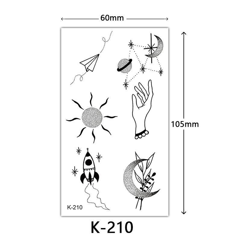 English Letter & Flower Butterfly Tattoo Stickers - Waterproof & Sketch Line Design