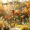 Whimsical Animal Wind Chime Fall Suncatcher, Stained Acrylic Fox Rabbit Hanging Suncatcher Unique Garden Art Gifts with Prism Drops, Outdoor