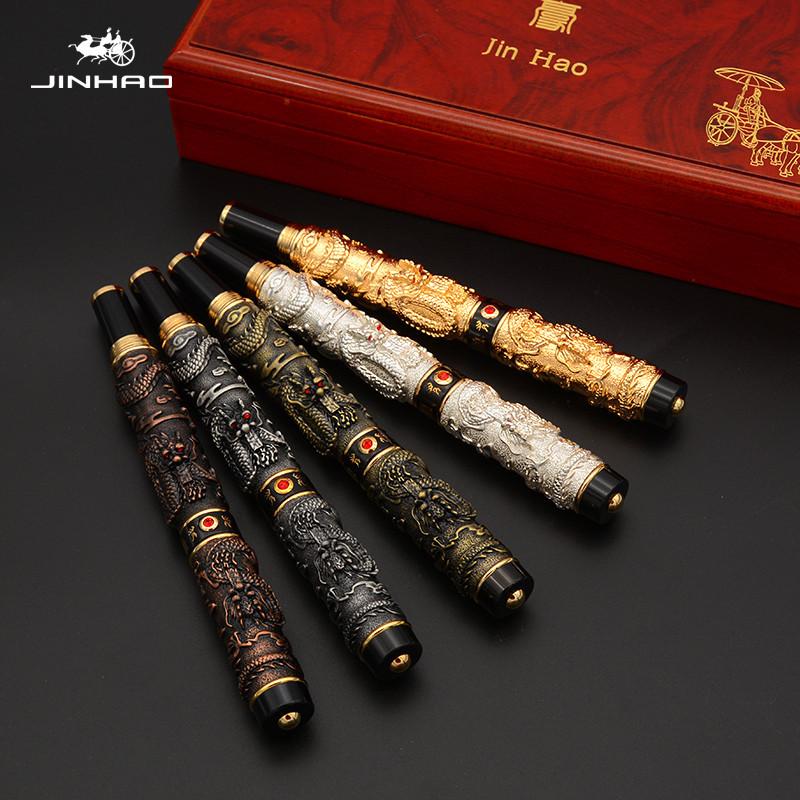 JINHAO Двойные Драконы Играющие с Жемчужиной Ретро Перьевая Ручка Классическая EF/F/M Коллекционная Письменная Канцелярия Офисные Школьные Принадлежности