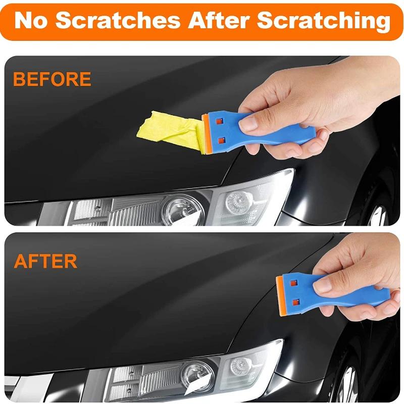 New Razor, Plastic Scraper Tool and Plastic Blades for Removing Glue, Sticker, Decals, Tint from Car Window and Glass