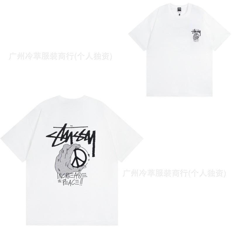 STU American Vintage Graphic T-Shirt Couples White Collection Short Sleeve Men Women Casual