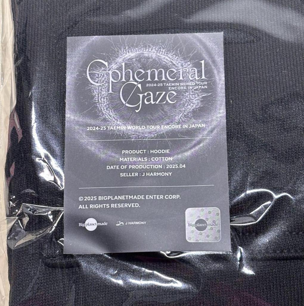 SHINee TAEMIN Ephemeral Gaze ENCORE Official MD HOODIE с фотокартой Limited PC JAPAN New
