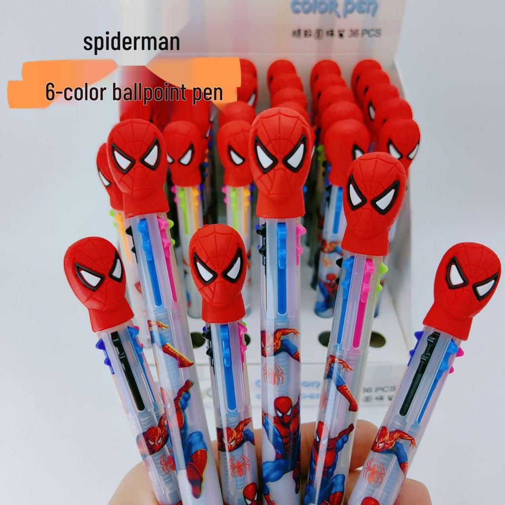Spider-Man Marvel Супергерой Многоцветная Ручка для Ведения Записей - Мягкая Резина, 10 Цветов, Канцтовары для Школьников
