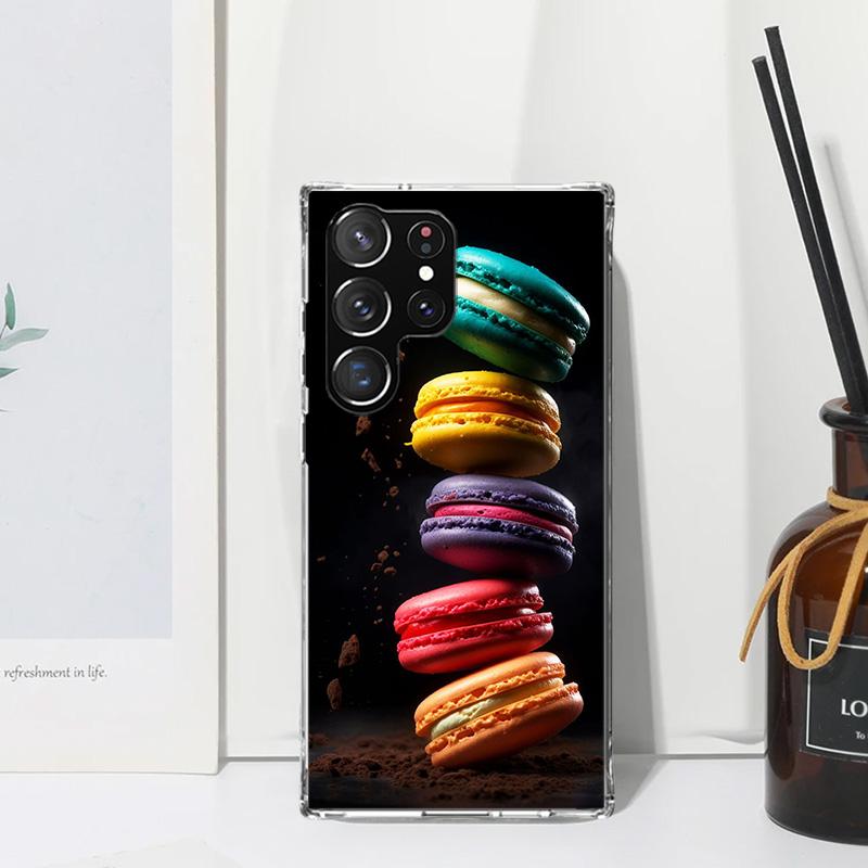 Macaron Ice Cream Cake Doughnut Phone Case For Samsung Galaxy S26 S25 Edge S24 FE S23 S22 Ultra S21 Plus S20 + Art Fundas Back C