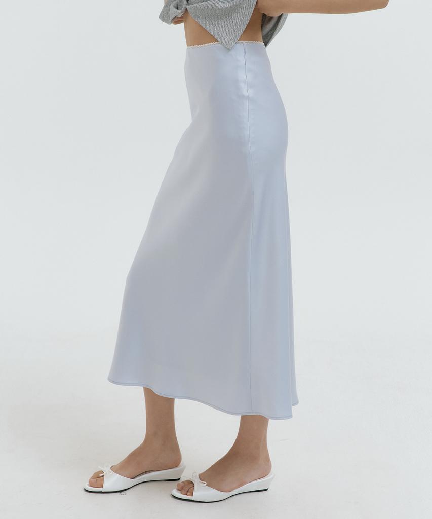 Lucirju Flow Satin Long Skirt (Sky Blue)