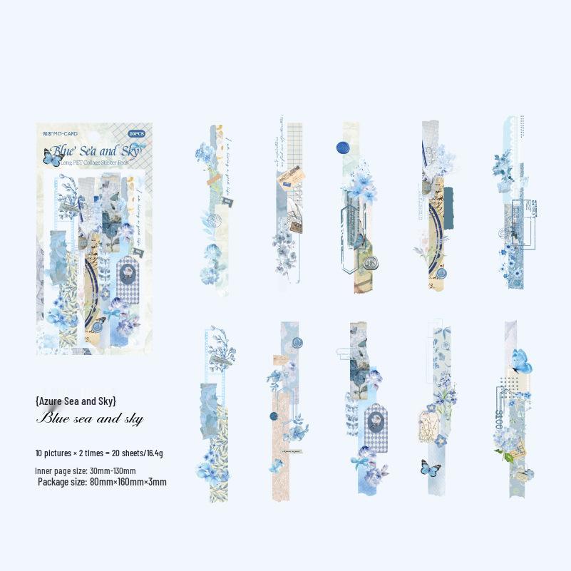 Набор ретро-коллажных стикеров Momo PET: 20 листов, 6 дизайнов для журналов и DIY-декора