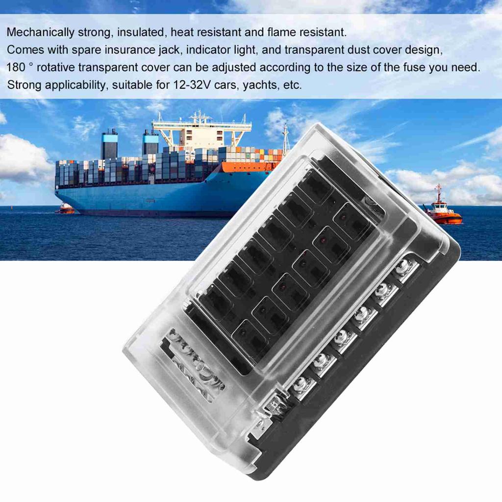 12-контактный лезвийный предохранительный блок ATO ATC держатель блока водонепроницаемый чехол с индикатором для автомобиля грузовика морского автобуса