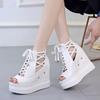Fashion Summer Inner Height Women's Sandals 12cm Super High-heeled Wedge Heels Platform Roman Shoes New Fashion High Heel Platform Pumps
