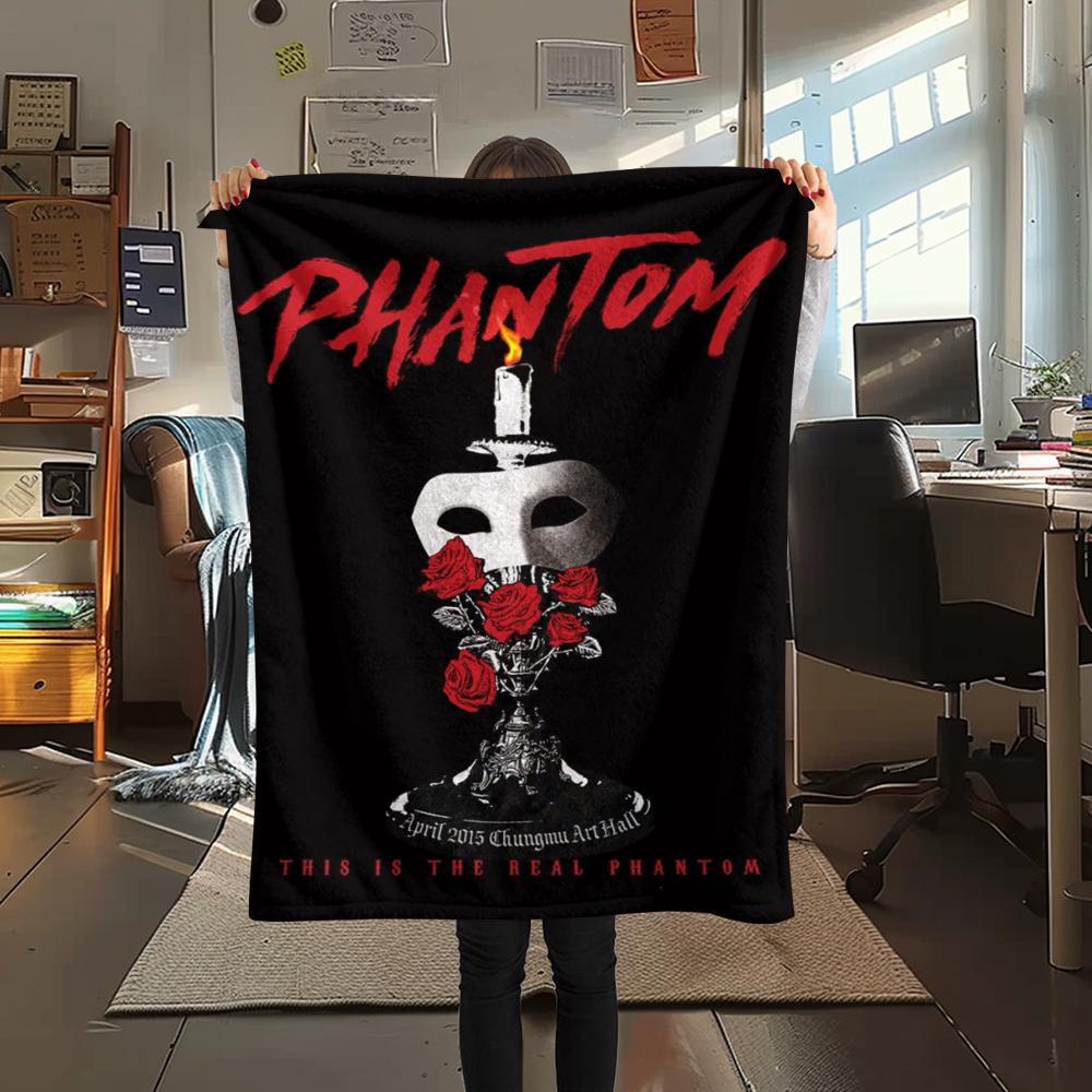 1PC Phantom of the Opera Print Flannel Blanket, High quality Comfortable for All Seasons, Home Decor, Warmth and Comfort, Perfect for Christmas Gifts
