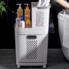 Universal Wheels Design Laundry Basket Dirty Clothes Storage Baskets Hollow-Out Design Household Classification Laundry Basket
