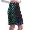 VANGULL Fashion Green Casual High Waist Skirt Slim Sequin Midi Fish Scale Women Sexy Pencil Skirts