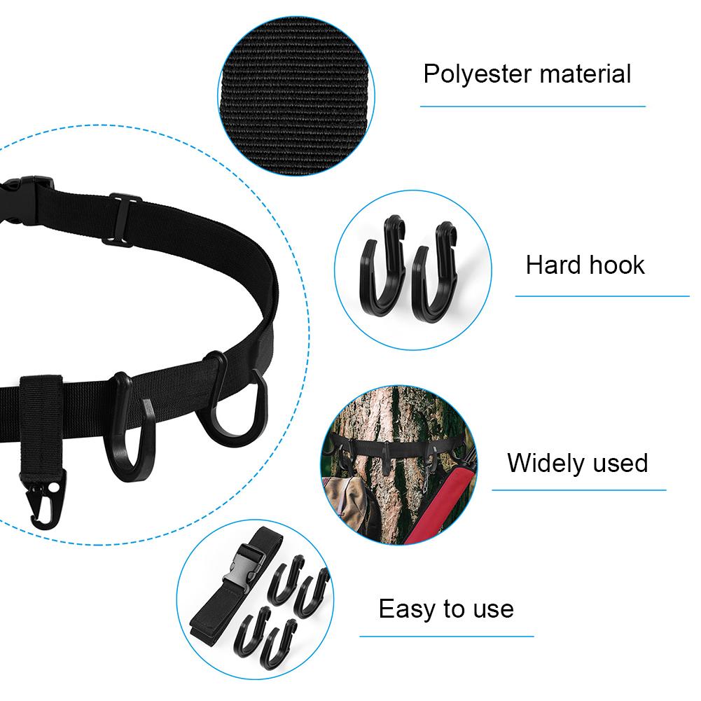 Treestand Strap Multi Hook Hangers Hunting Gear Equipment Hanger With Metal Coated Tree Saddle Platform For Hunting Bow