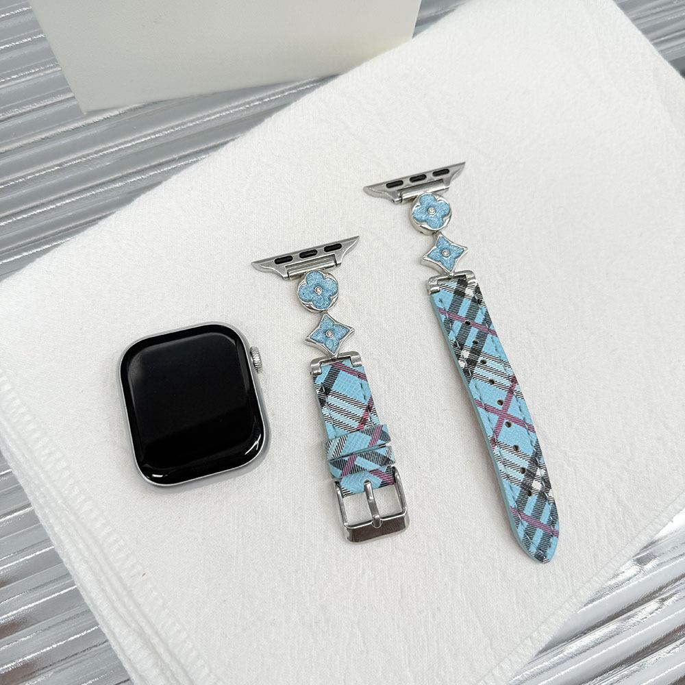 Applicable to apple apple s10s98765se women's strap L-pattern gilt four-leaf clover leather wristband watch strap