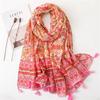 Ethnic Cotton Linen Floral Tassel Shawl: Sun Protection Beach Scarf for Women