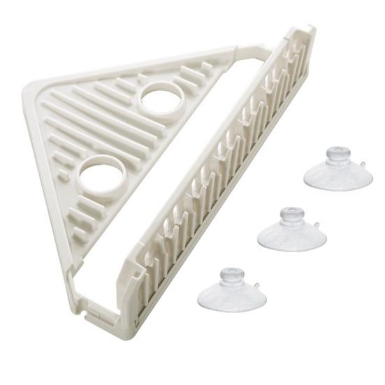 Triangle Corner Sink Caddy Dish Drying Rack Over The Sink Roll Up Dish Drainer Mat with Suction Cups Kitchen Organizer