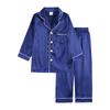 Spring Autumn Children Silk Homewear Suit Long Sleeved Boys and Girls Silk Baby Ice Silk Nightgown Set Solid Color