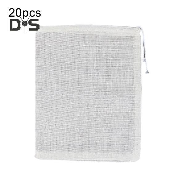 20 шт. мешочков для специй с завязкой, натуральные хлопковые муслиновые мешочки для чая, трав, супа, многоразовые тканевые мешочки для сыра, пустые пакетики