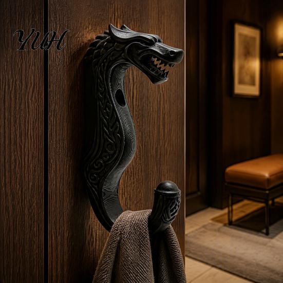 Decorative Key Hanger for Hallway 3D Printed Viking Dragon Wall Hook, Nordic Style Coat Hanger, Environmentally Friendly PLA Art Durable Storage