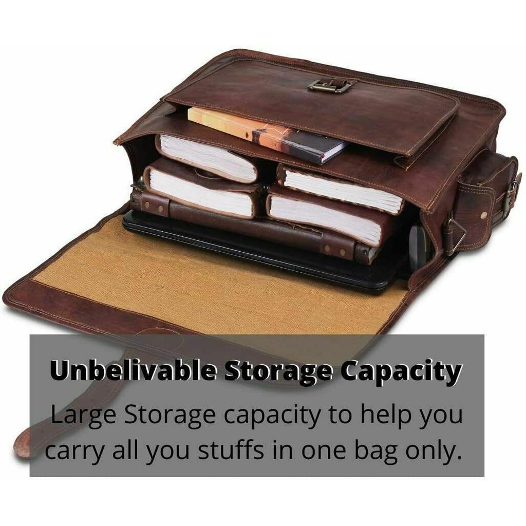 Новая сумка для ноутбука, мужская сумка из натуральной козьей кожи, винтажный коричневый портфель через плечо
