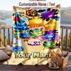Blox Fruits Flannel Blanket, Personalized Custom Name Text, Soft Warm Plush Throw Blanket For Gift