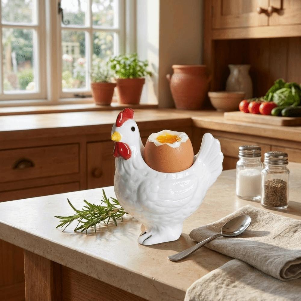 Chicken Shape Ceramic Egg Cup Smooth Surface 3D Chick Egg Cup Boiled Egg Stand Breakfast Table