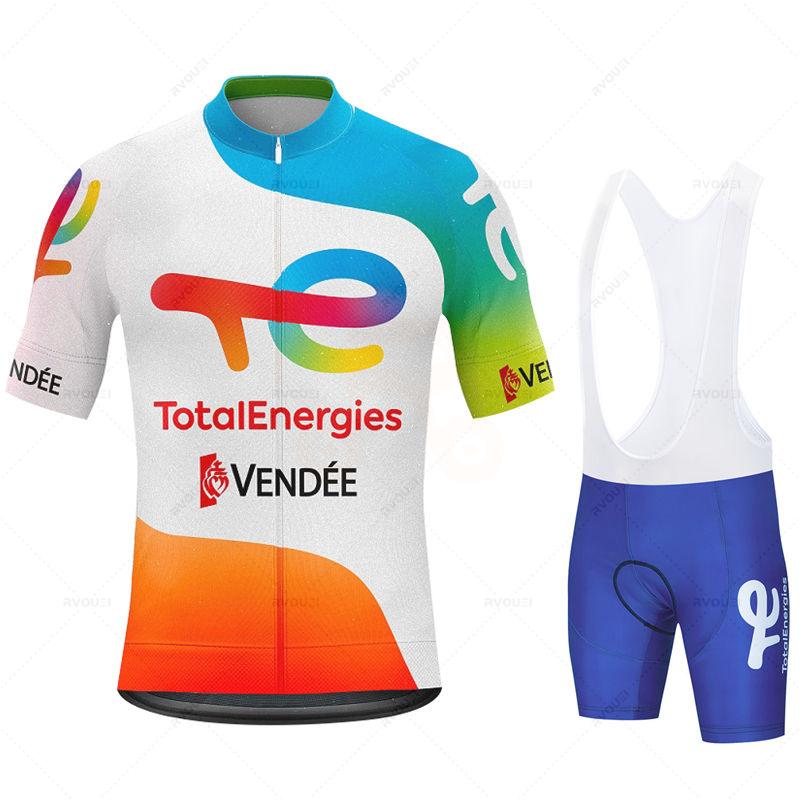Total Energies Cycling Jersey Set Summer Short Sleeve Breathable Bicycle Men's Bike Clothing Maillot Ropa Ciclismo Uniform Suit