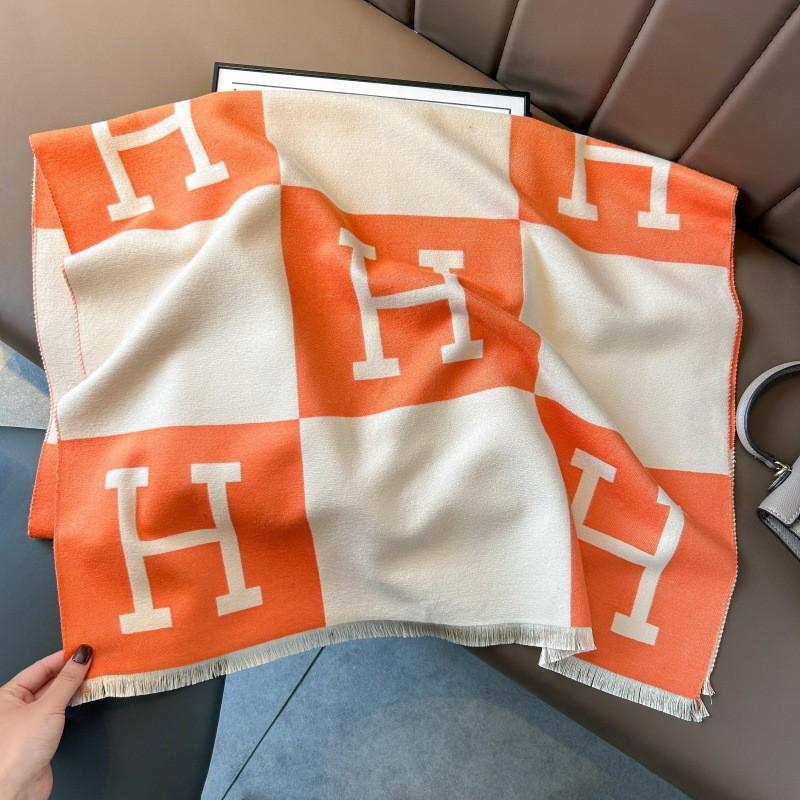 Classic Fashion Letter Thousand Birds Grid Imitation Cashmere Scarf Women's Winter Thickened Double Sided Air Conditioning Shawl Scarf Women's