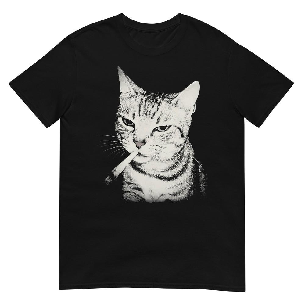 Курящий Кот Котёнок Сигарета Смешной Мем Тупой Мозговая Гниль Футболка