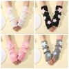 Y2K Arm Warmers Plush Stars Knitted Arm Sleeves Fashion Long Wrist Gloves  Women