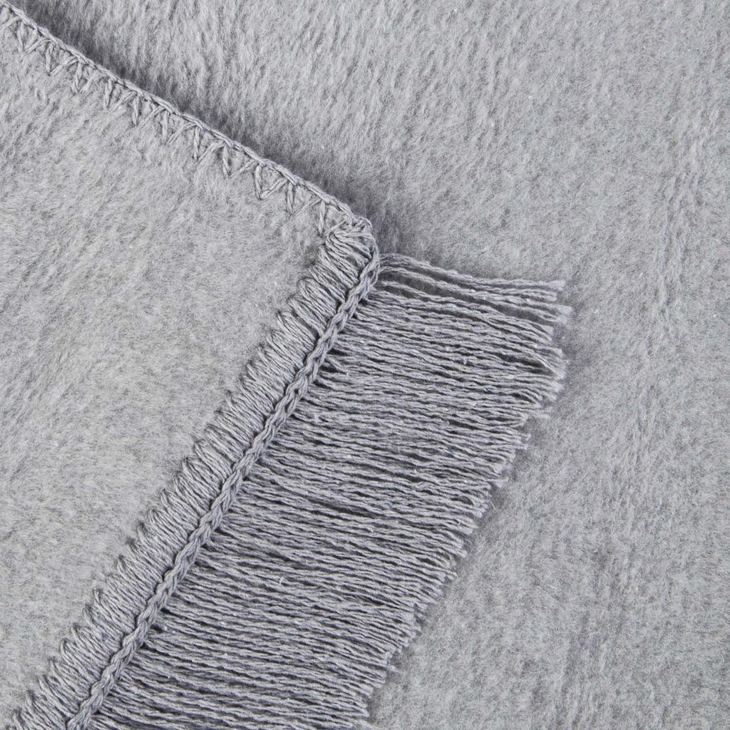 200x220 cotton blanket with fringes, single-colored, light gray