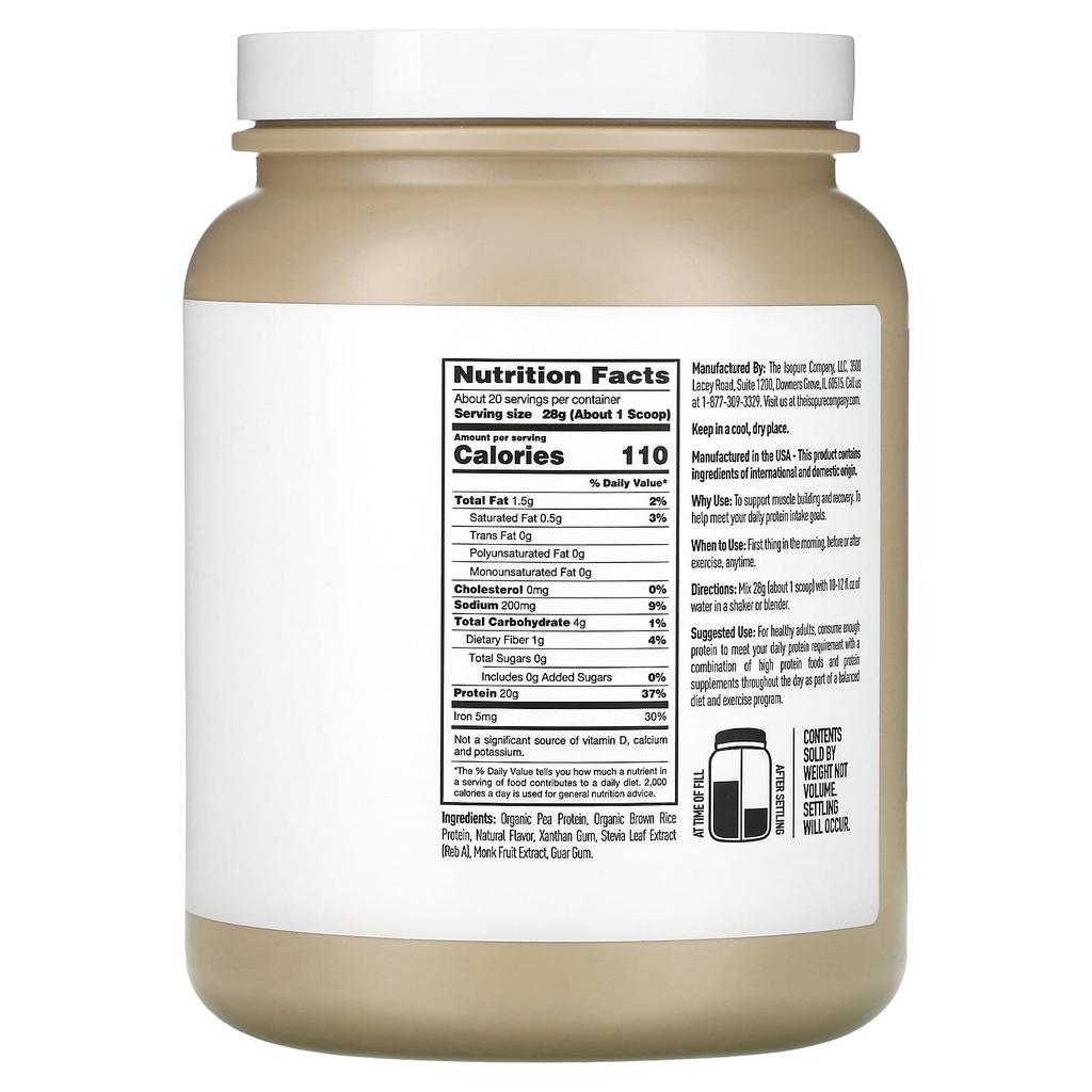 Plant Based Protein, Vanilla, 558G (1.23Lb)