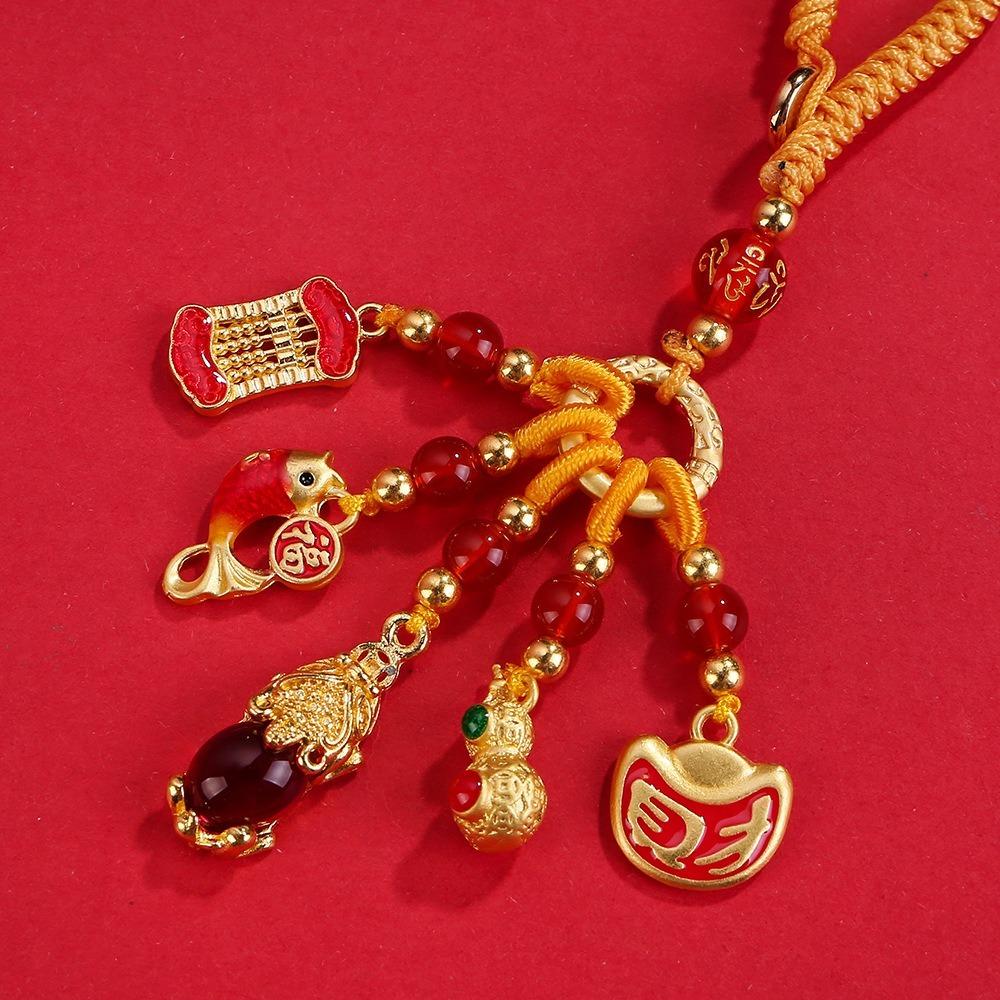 Hanging Ornaments God of Wealth Pendant Enamels Bag Pendant Vintage Hanging Ornament Car