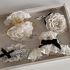 Cloth Lace Flower Hair Clip Pearl Lace Wedding Hair Clip Retro Flower Hair Rope  Wedding Bridal
