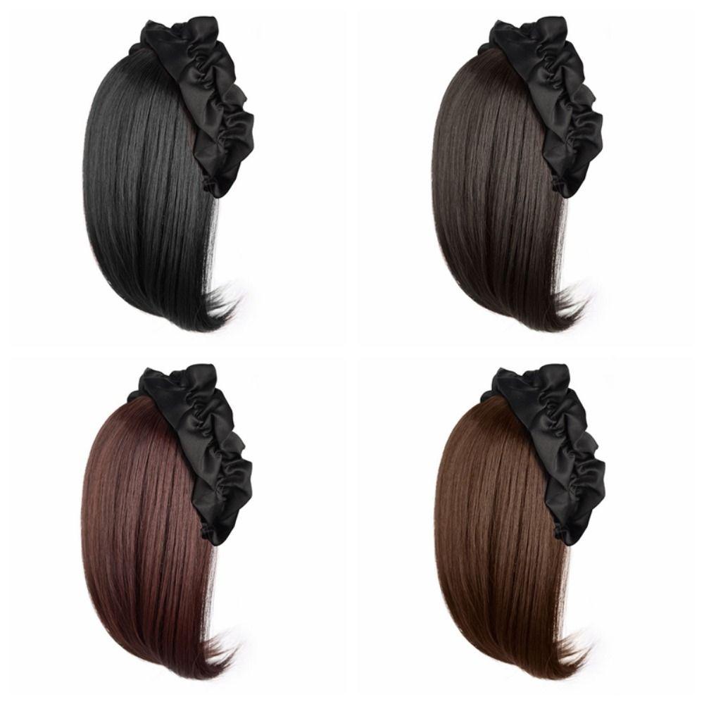 Синтетический полуободок парик корейский стиль женский обруч для волос короткий прямой парик на ободке женский