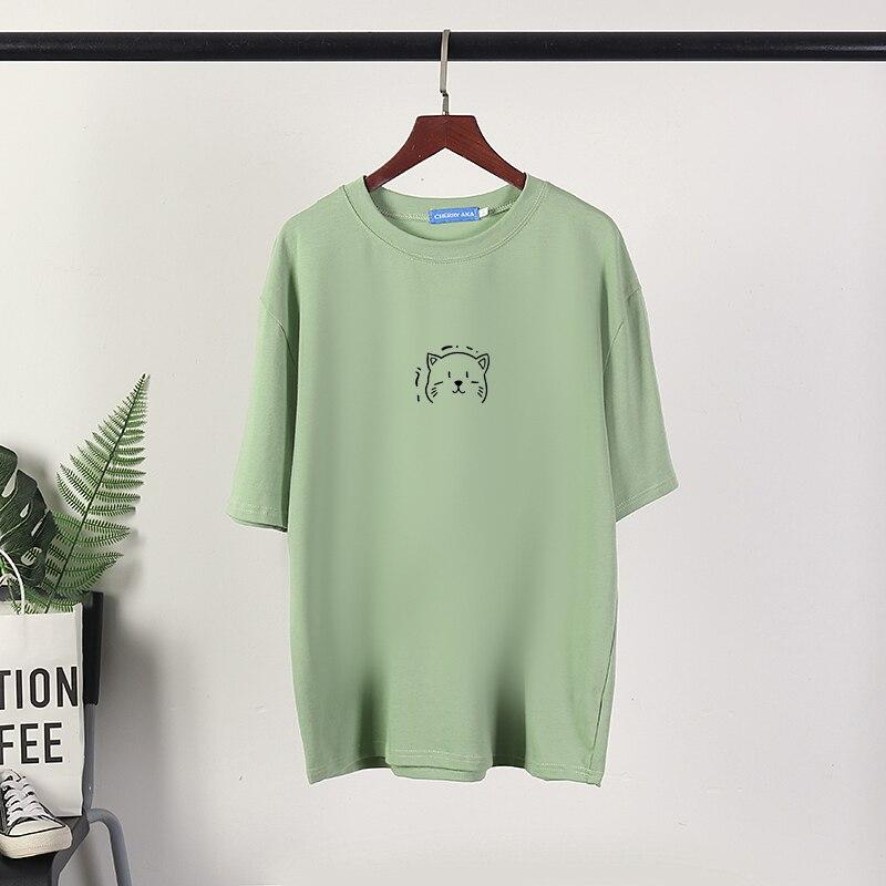 Kawaii летние футболки с короткими рукавами, 8 цветов, женские мягкие футболки большого размера, хлопковые свободные топы, женская одежда больших размеров