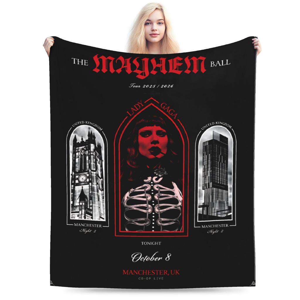 Леди Гага The Mayhem Ball 2025 Тур по Великобритании Пледы Теплый Мягкий Плюшевый Плед Для Детей Домашний Декор Фланелевое Покрывало Постельное Покрытие