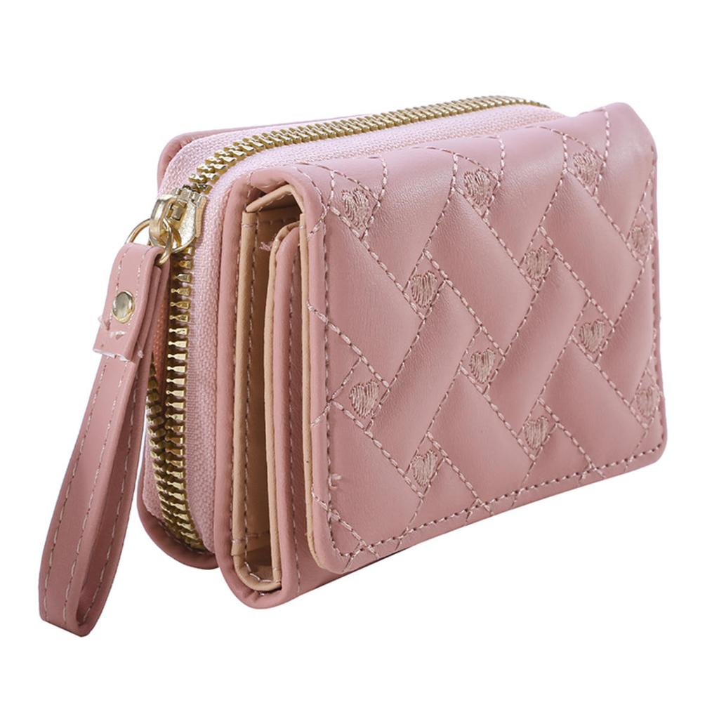 Women's Short Embroidered Love Zero Wallet Zipper Buckle Large Capacity Card Bag Versatile Fashion Simple