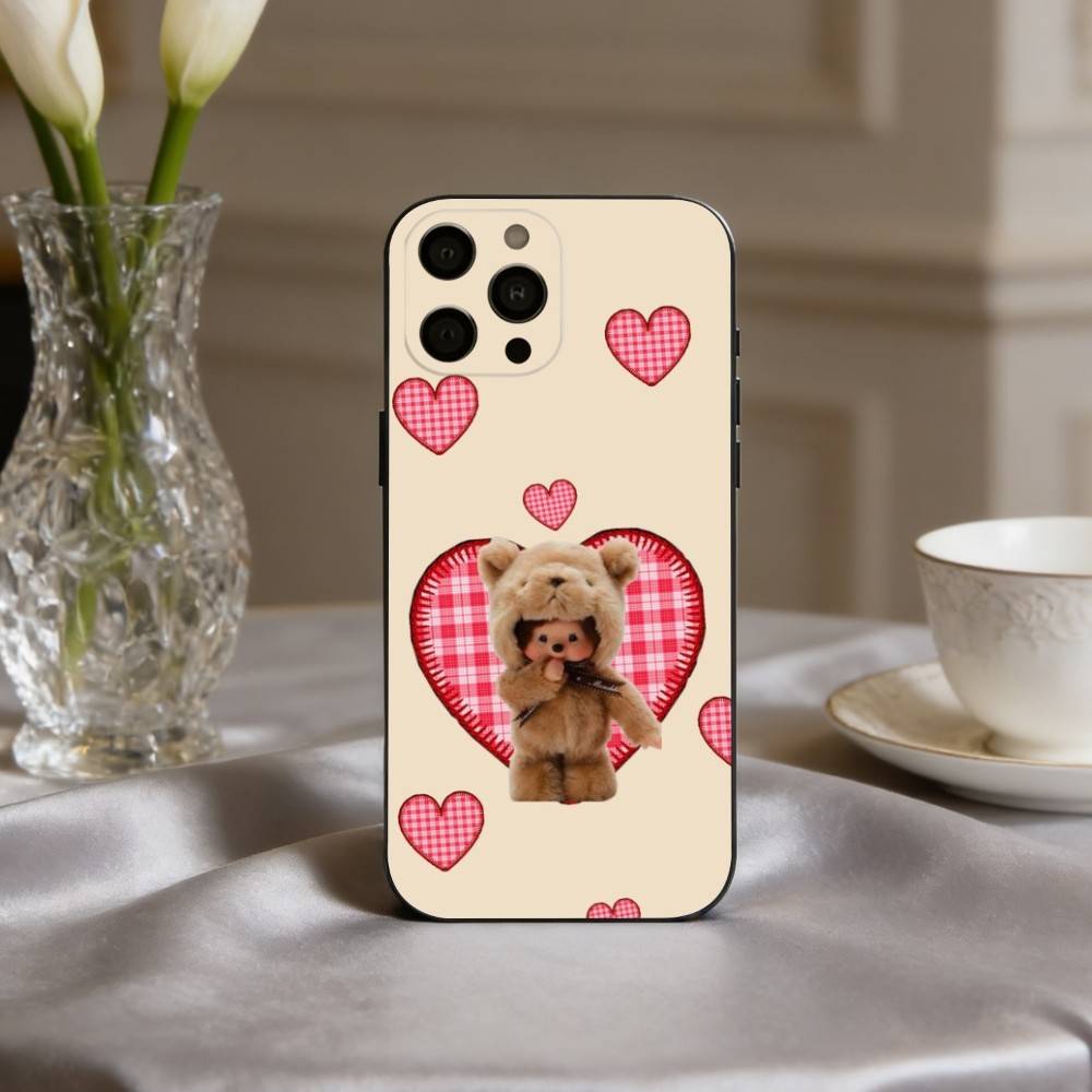 C-Cute M-Monchhichis-S Чехол для телефона для iPhone 17pro,16,15,14,13,12,11 Plus,Pro Max,XS,Мягкий силиконовый черный чехол