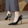 women sexy black high quality bow tie crystal stilett heel shoes zapatos de mujer lady classic comfort heel shoes zapatos ga683a