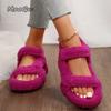 Comfortable Fluffy Slippers for Women Indoor Shoes Thick Flat Bottom Lightweight Short Plush Sandals Autumn Winter Women's Shoes
