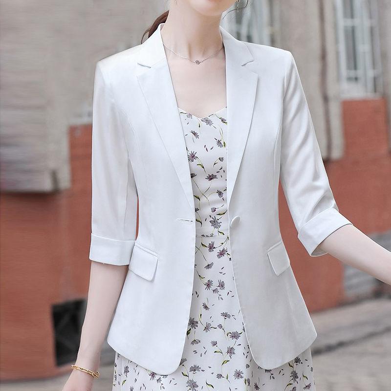 Белый пиджак, женский тонкий новый весенне-летний сетчатый красный маленький костюм с рукавами без четверти, женский топ, короткий