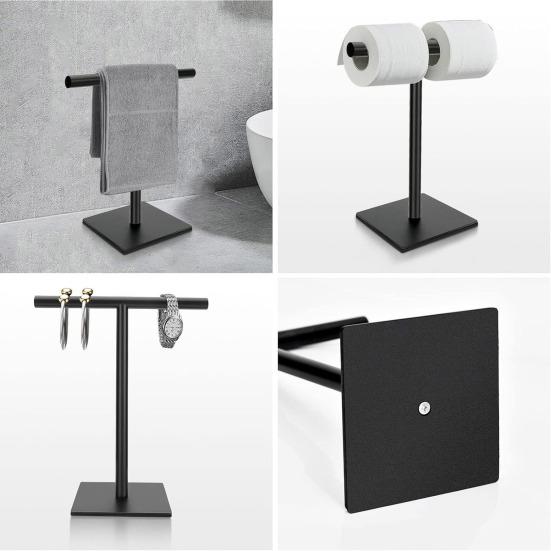 T-Shaped Towel Rack Storage Organizer Rust-Resistant Easy Installation Bath Hand Towel Holder Stand with Heavy Base
