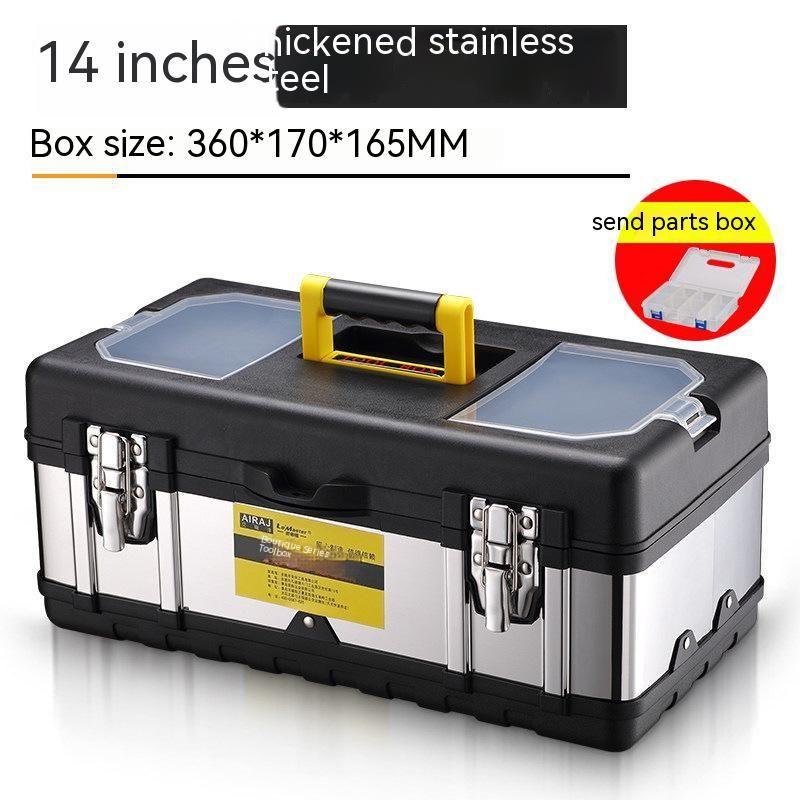 Ящик для инструментов из нержавеющей стали, утолщенный и усиленный автомобильный многофункциональный портативный ящик для хранения домашнего ухода