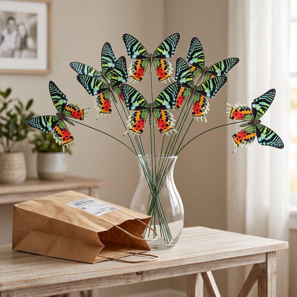 12PCS Multicolor Butterfly Garden Stakes 3D Butterfly Butterfly Ornaments For Lawn