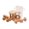Promise Babe Детский мини-деревянный натуральный подарок для новорожденного на детский праздник, игрушки, погремушка, машинка, набор из 4 штук, игрушка, неокрашенный, дерево, натуральный, грызунок, подарок,