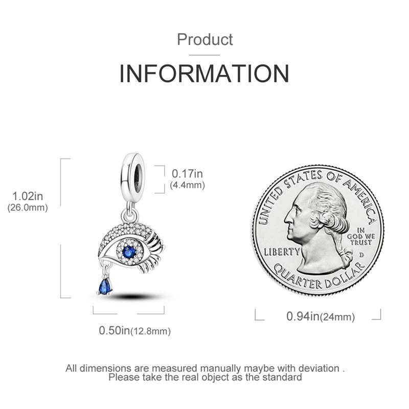 Шармы Медь Элемент Океана Глаза Синие Подвески-Слезы Подходят для Шармов Plata Оригинальный Браслет Бусины Женские Украшения Изготовление Своими Руками
