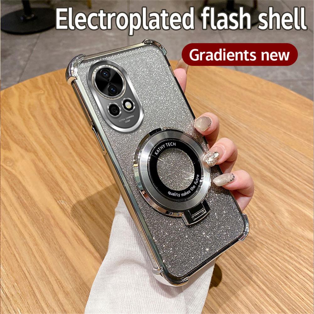 Блестящий противоударный держатель для телефона с покрытием для Huawei Nova 12 11 10 9 8 7 6 5 SE, мягкий силиконовый чехол-подставка для телефона, бампер