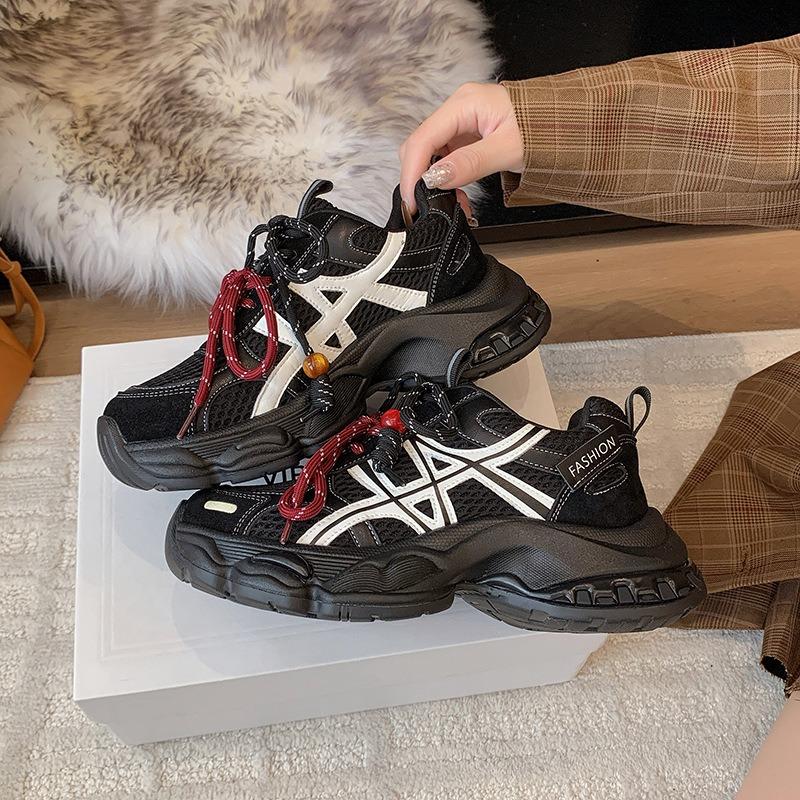 Thick-soled heightening dad shoes women's autumn new versatile, lightweight and breathable mesh running casual sports shoes